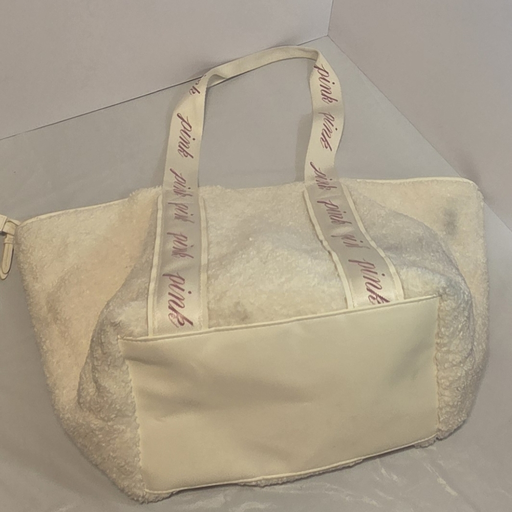 Victoria's Secret Cream Tote Bag with Pink Accents - Picture 7 of 7